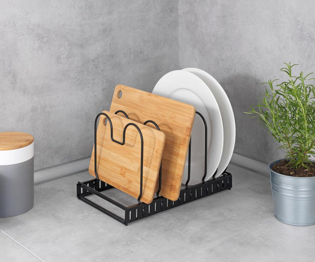 Lokk- og panneholder justerbar 30-57 cm svart - Wenko nærbilde av pulverlakkert metall