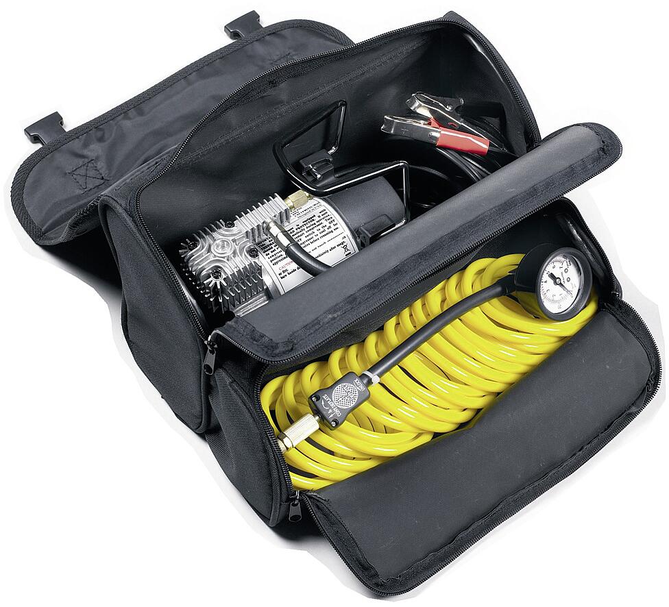 Luftkompressor RAC 900 12V 280W med 7m slange detalj av trykkmåler