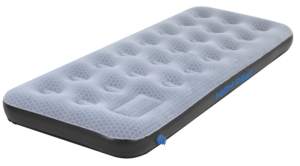 Luftmadrass Comfort Plus med fotpumpe 185x74x20 cm 1,9 kg - High Peak sett forfra, ferdig oppblåst