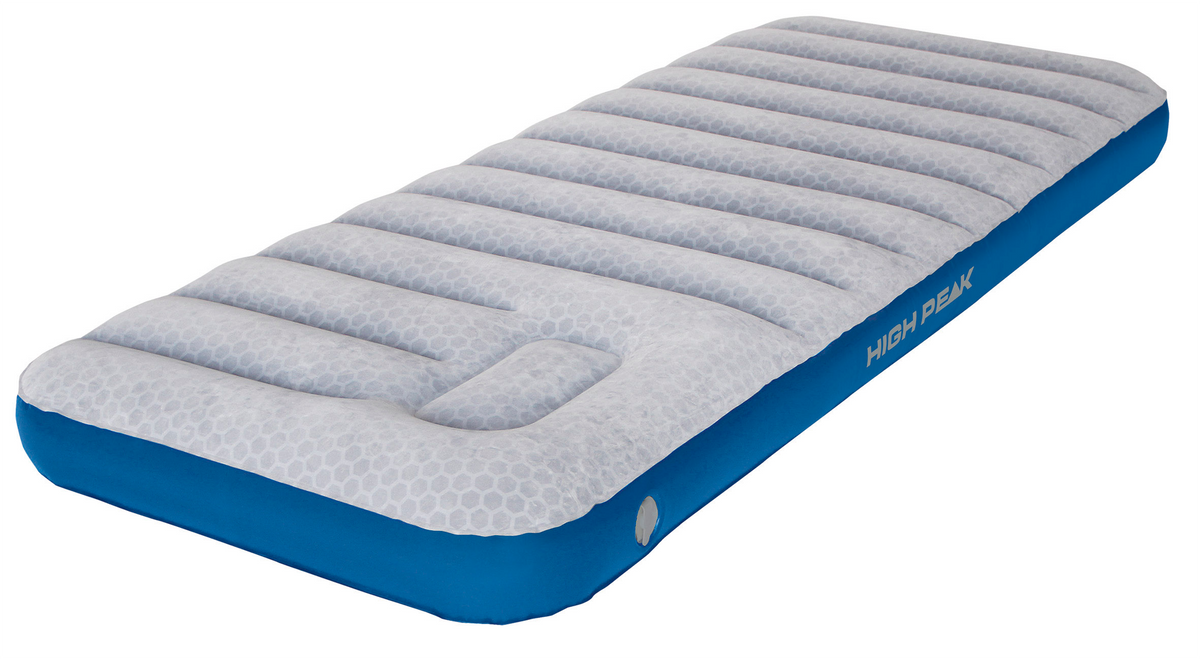 Luftmadrass Cross Beam Extra Long med fotpumpe 195x75 cm - High Peak oppblåst sett forfra