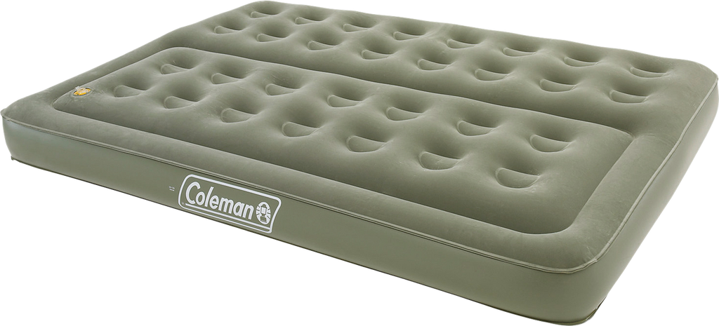 Luftmadrass Maxi Comfort Bed Double 198x137x22 cm - Coleman oppblåst sett skrått forfra med sklisikker overflate