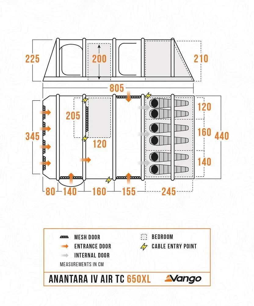 Bakside av Lufttelt Anantara IV Air TC 650XL 6-pers. med vinduer