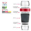 Lunchpot 1150 ml med tre lekkasjesikre rom materialdetalj