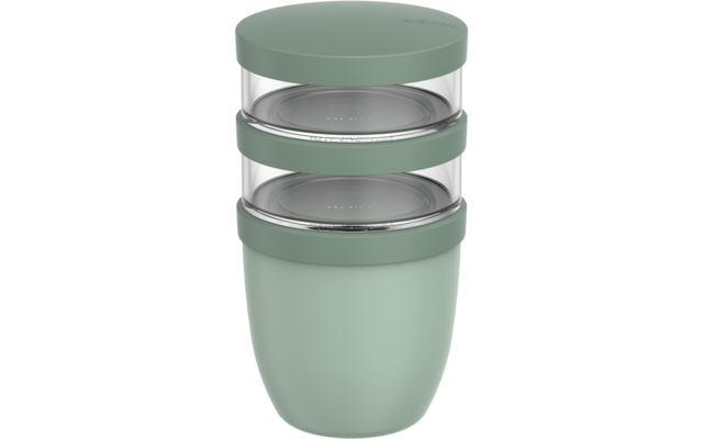 Lunchpot 3-delt med tre separate rom lekkasjesikker 500+2x200 ml detalj av lokk