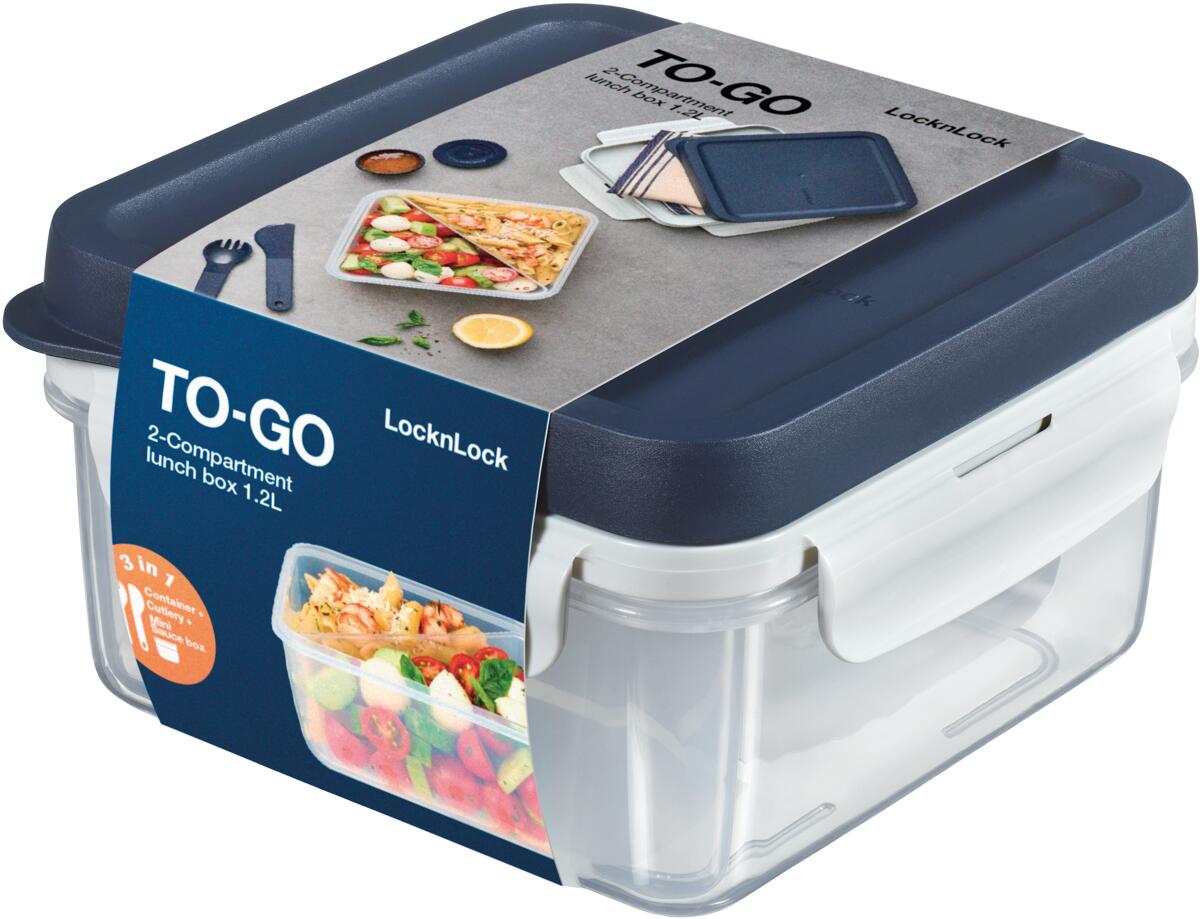 Lunsjboks med bestikk og innsats 1200 ml - Lock&Lock forfra