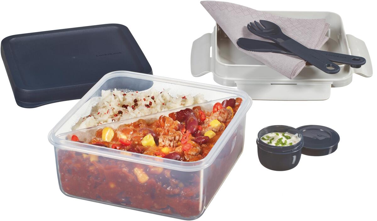 Lunsjboks med bestikk og innsats 1200 ml - Lock&Lock detalj
