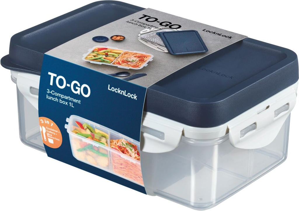 Lunsjboks med bestikk og innsats 1000 ml - Lock&Lock forfra