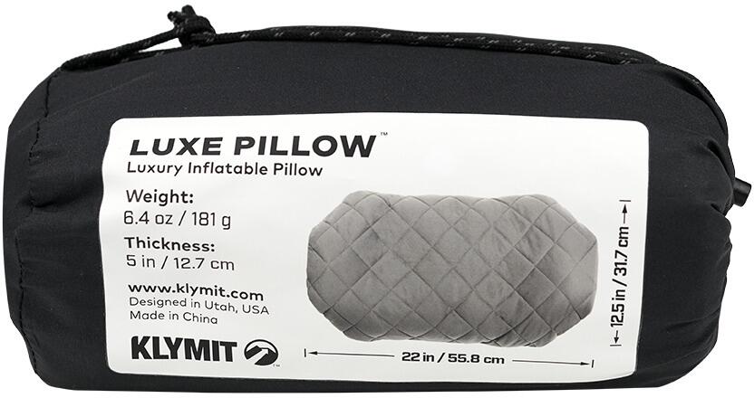 Luxe oppblåsbart pute 56x32x13 cm 200 g avtagbart trekk - Klymit