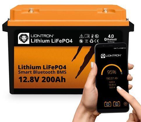 Nærbilde av tilkoblinger på LX Smart Marine All In 1 litiumbatteri 12,8V med BMS og Bluetooth