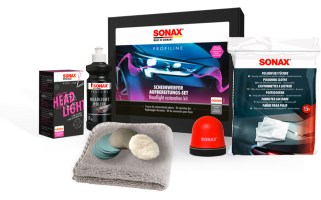 Lykterestaureringssett for plastlykter 8-delers - Sonax bakside