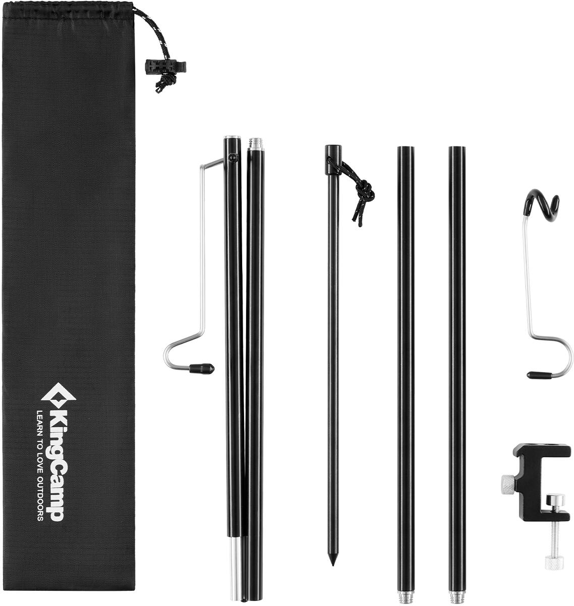 Lyktestang justerbar 60/90/120 cm aluminium KingCamp detalj av spiral krok