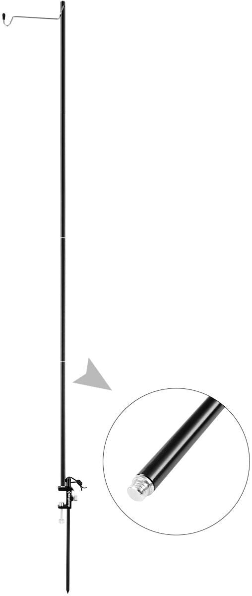 Lyktestang justerbar 60/90/120 cm aluminium KingCamp montert på bord
