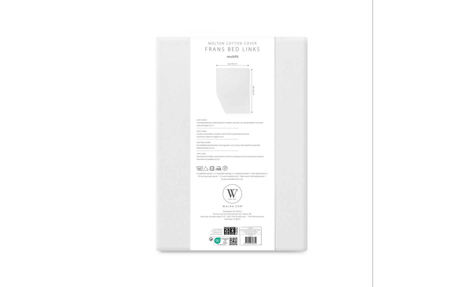Madrassbeskytter molton Multifit for fransk seng i bruk