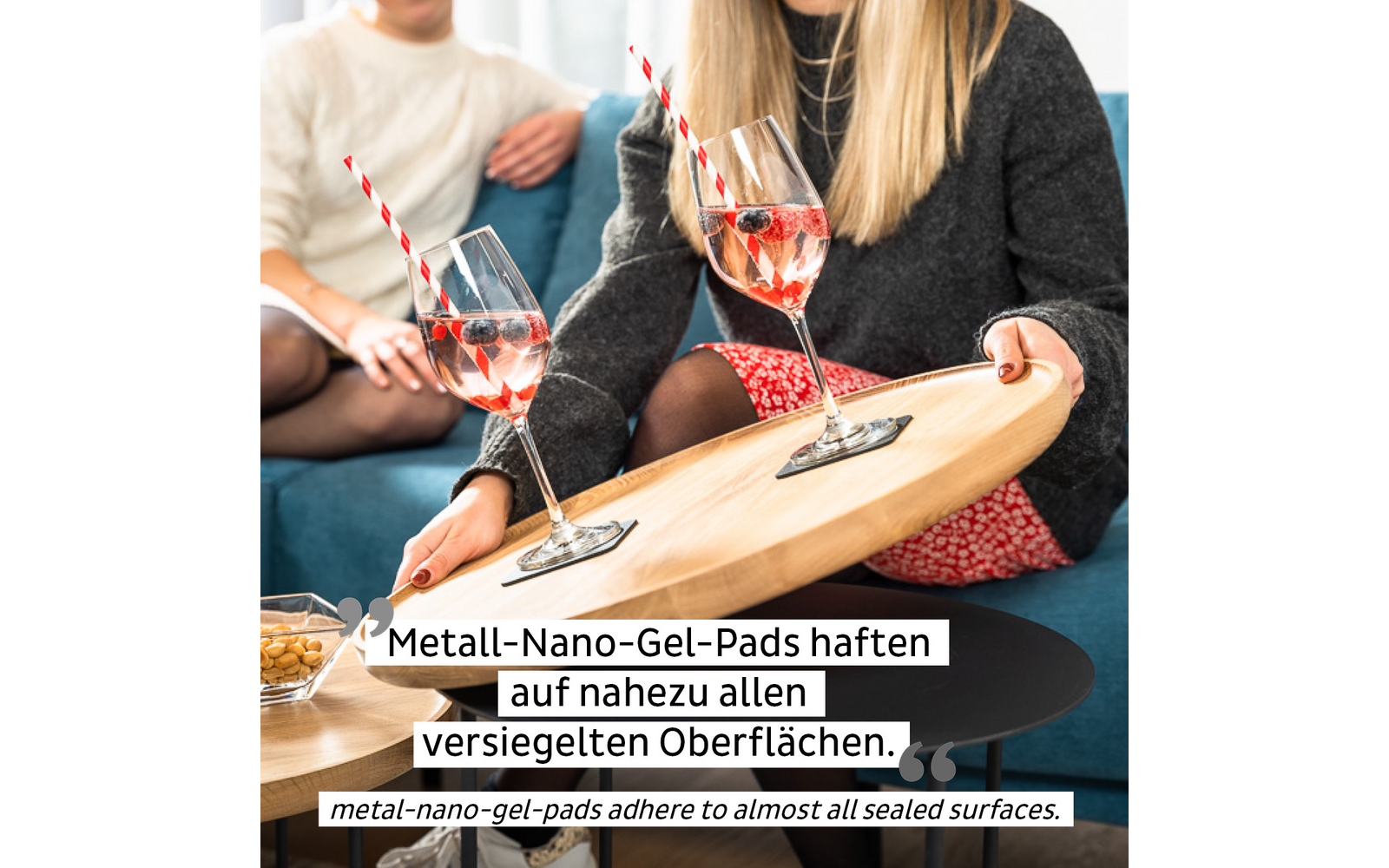 Nærbilde av metall-Nano-Gel-pad til Magnet-krystallglass vinglass 400 ml med underlag 2-pakning - Silwy