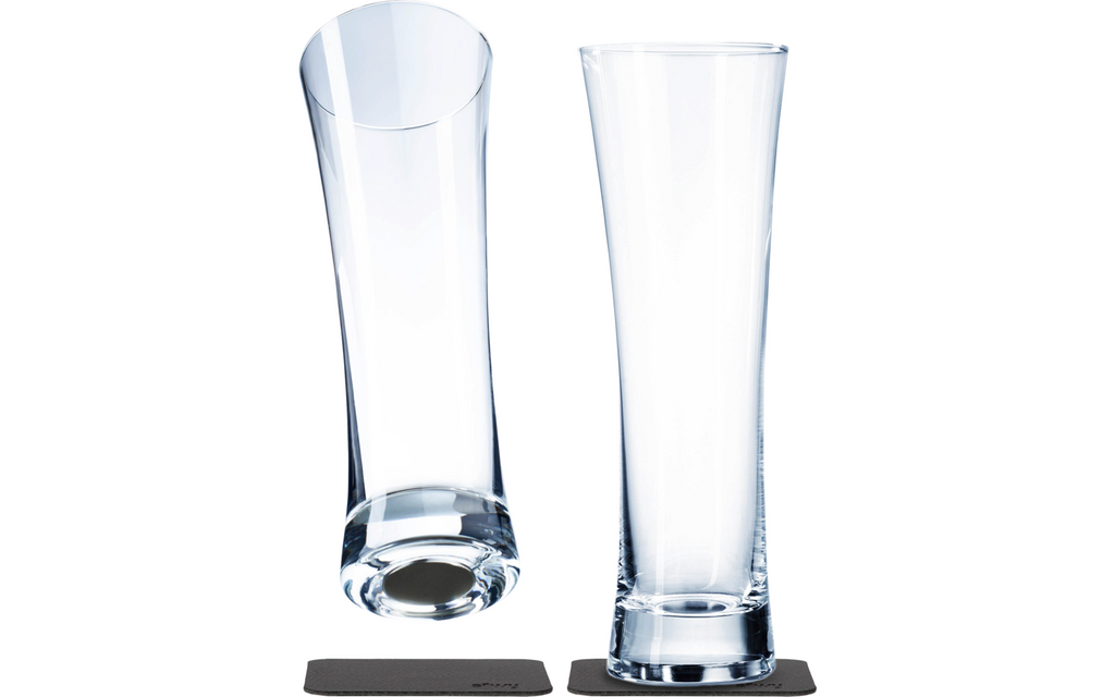 Pakke med Magnet-ølglass Tritan-krystall med underlag 4-pack fra Silwy