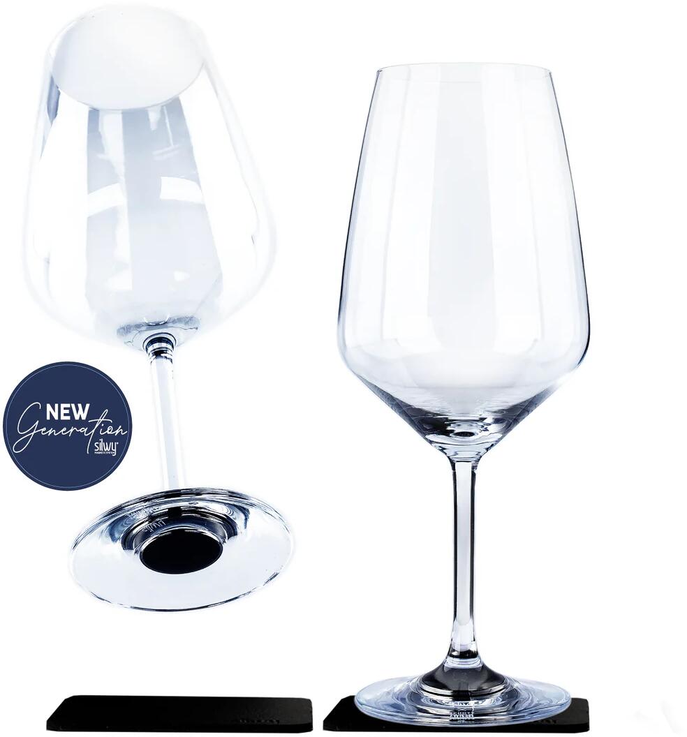 Magnet vinglass i krystallglass 400 ml 2-delers sett silwy forfra