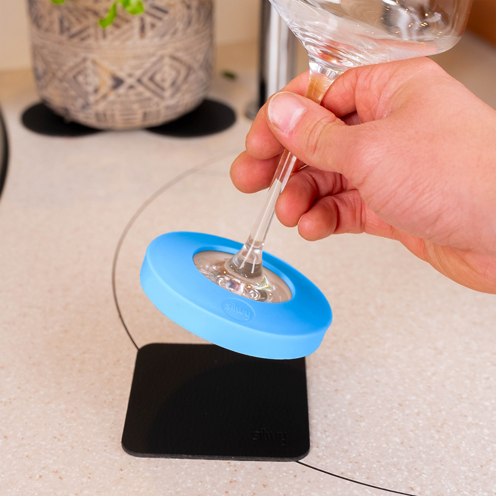 Magnetadapter-sett for stilkglass med nano-gel-pads forfra