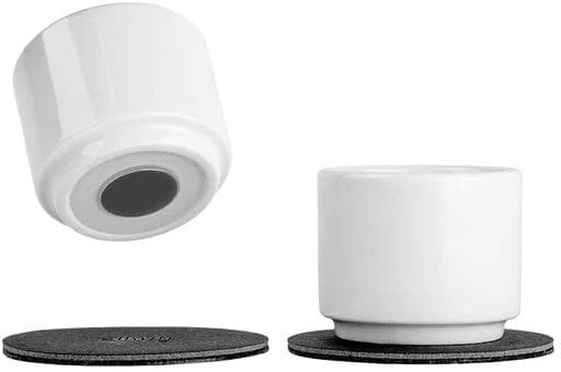 Magnetisk eggeglass i porselen 2er sett med nanogelputer sett forfra