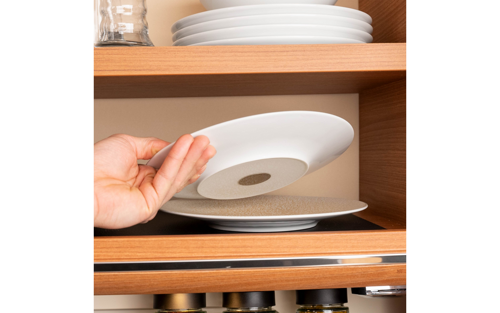 Nærbilde av porselen på Magnetisk frokosttallerken i porselen 2-pk apricot