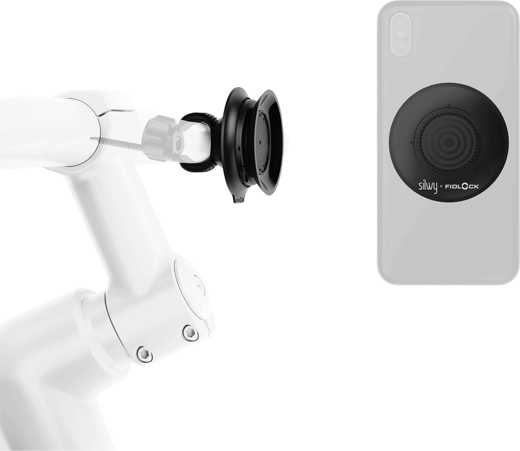 Magnetisk mobiltelefonholder for sykkel med vakuum 360° - Silwy x Fidlock forfra