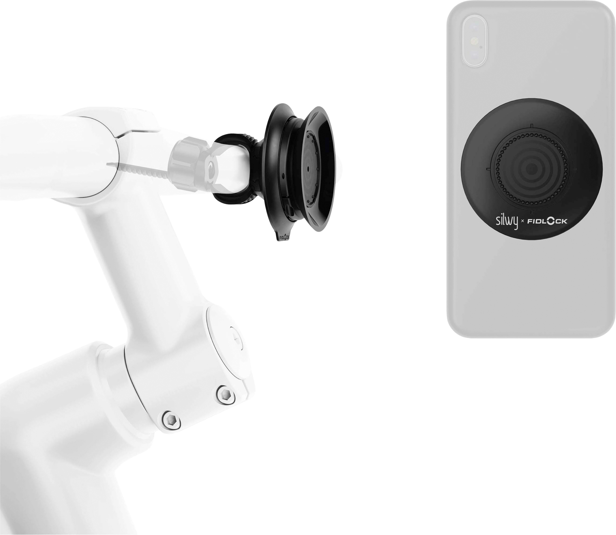 Magnetisk mobiltelefonholder for sykkel med vakuum 360° - Silwy x Fidlock forfra