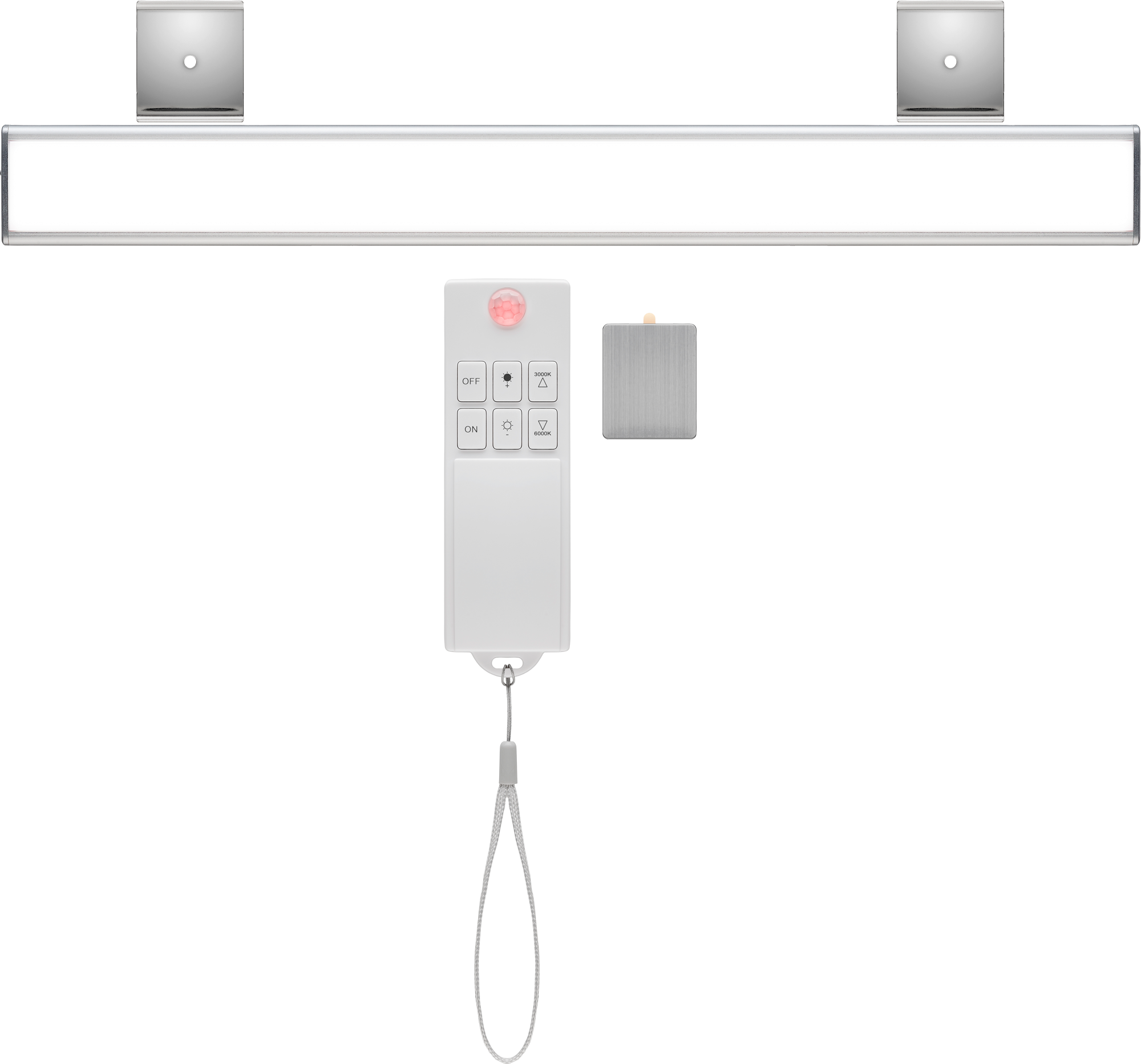 Magnetisk oppladbar LED-lampe 380mm med fjernkontroll Wentronic forfra