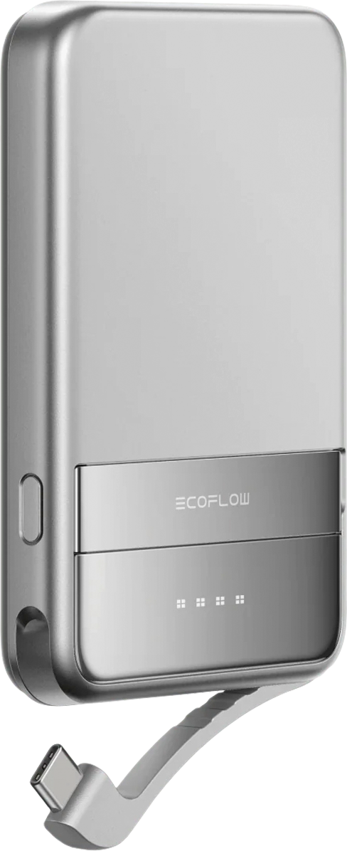 Magnetisk powerbank RAPID 5000 mAh Qi2 15 W sølv forfra