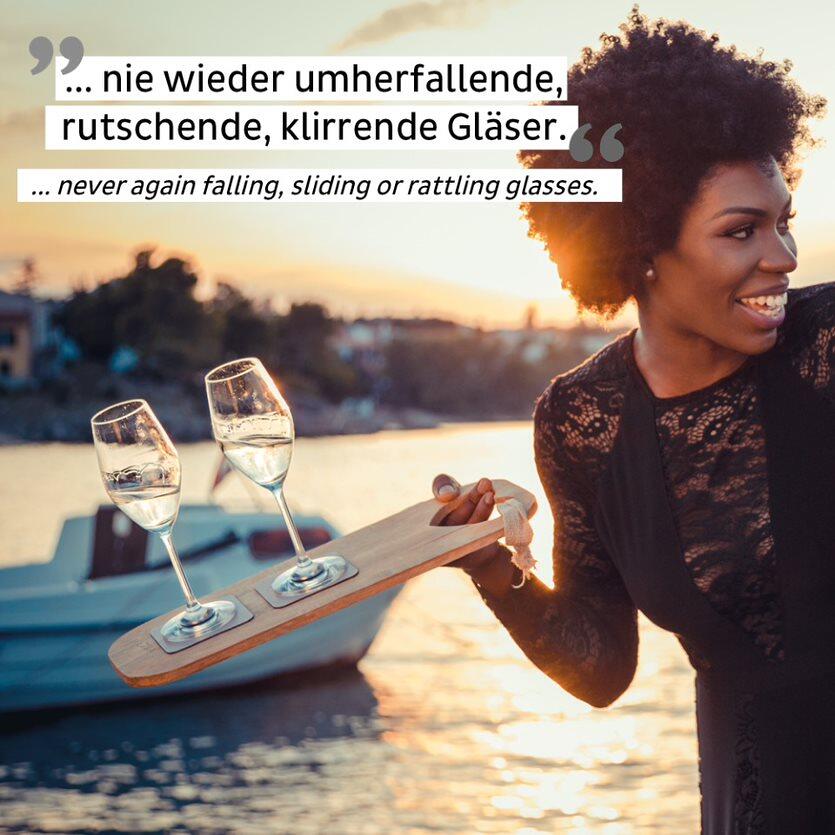 Magnetiske champagneglass i krystall 2-pk 200 ml - silwy med metallisk gelunderlag