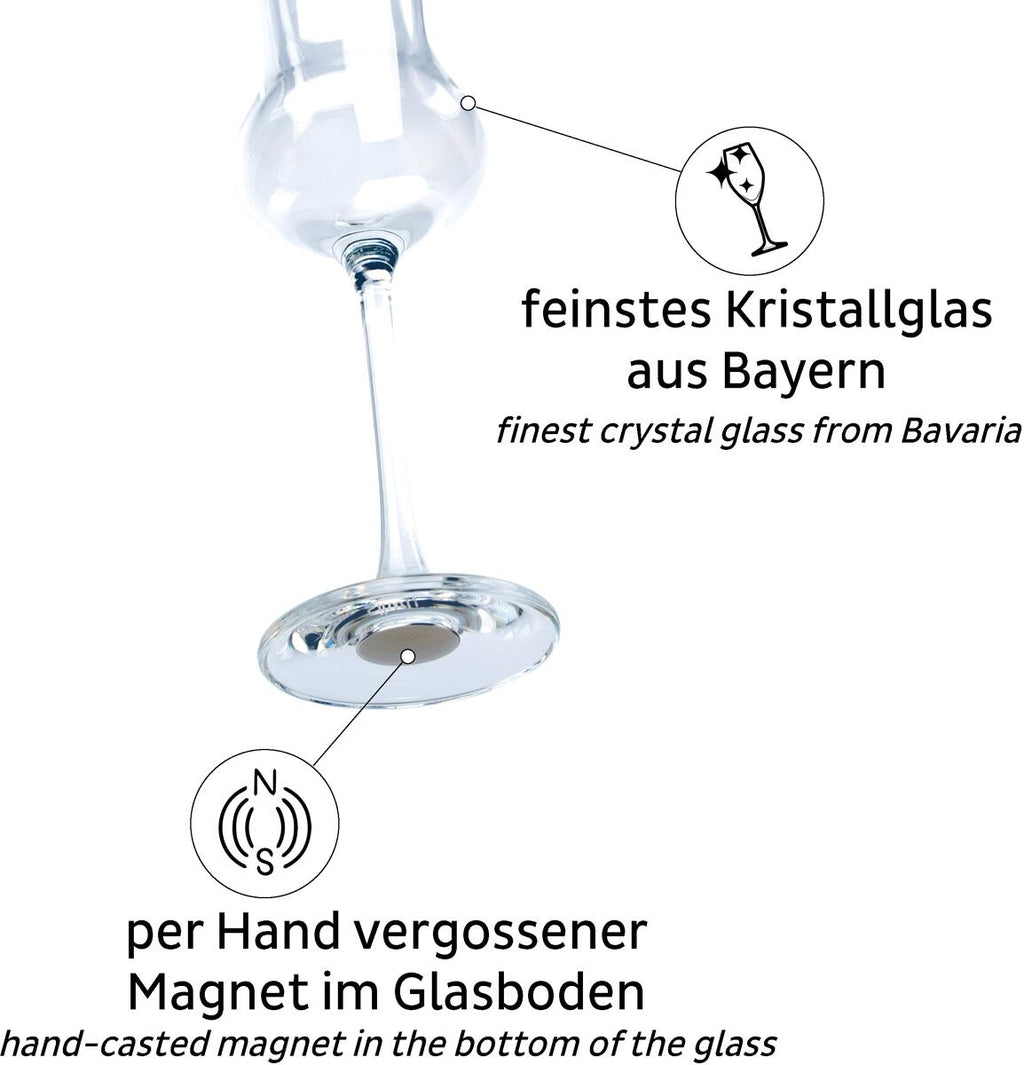 Detalj av magnet i bunn på Magnetiske likørglass i Tritan-krystall 2-pk 95 ml