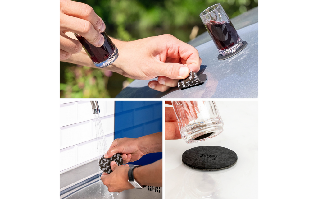 Detalj av magnetbunn på magnetiske shotglass i plast 6 stk. 40 ml med nano-gel-pads