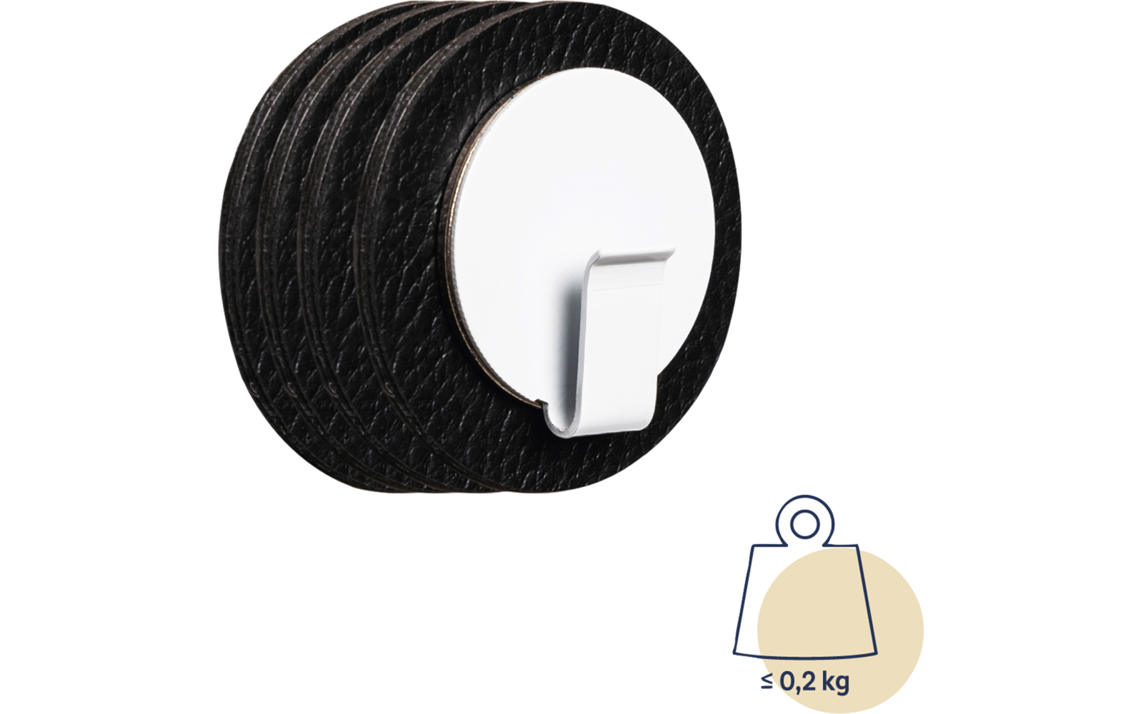 Nærbilde av magnetkrok CLEVER WHITE inkl. nano-gel-pad BLACK