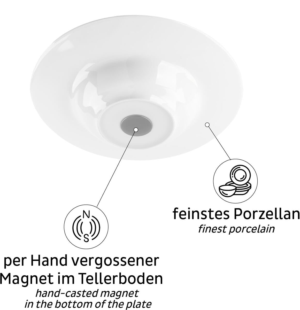 Magnettallerken gourmet porselen Ø23,5 cm silwy detalj av magnet
