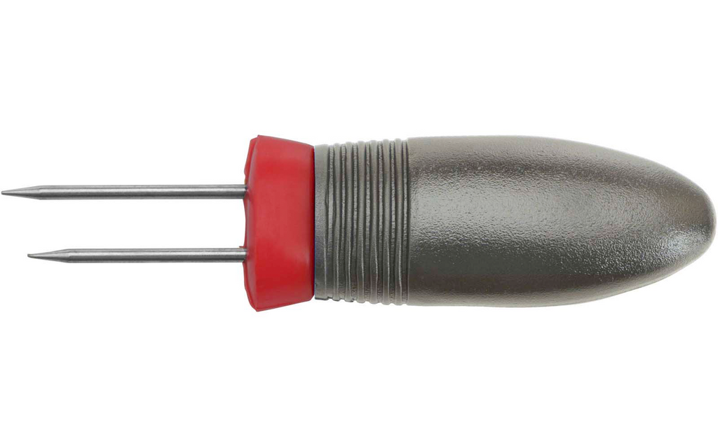 Maiskolvholdere Spiky 4 stk rustfritt stål montert på maiskolbe