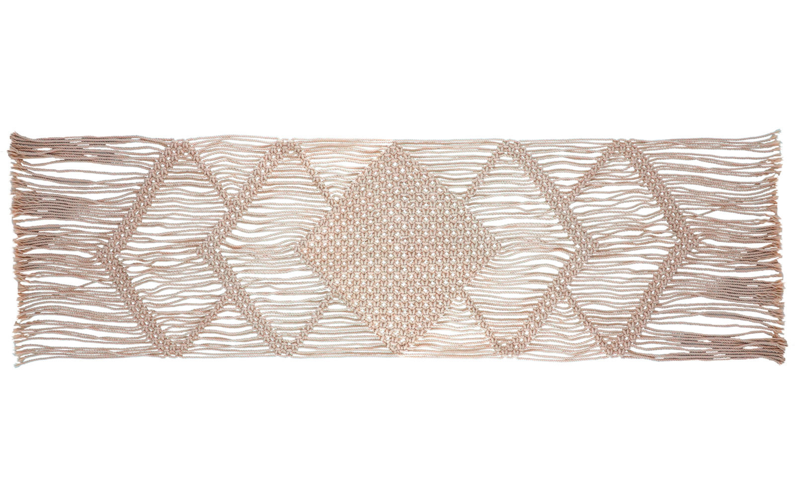 Makramé bordløper 120 x 35 cm bomull beige - Camplife detalj av mønster