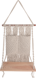 Makramé-organiser med hylle 95 x 41,5 cm FSC-tre forfra