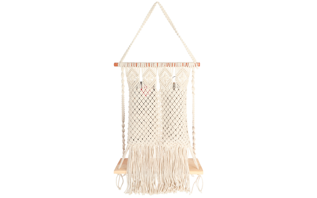 Bakside av Makramé-organiser med hylle 95 x 41,5 cm FSC-tre Camplife