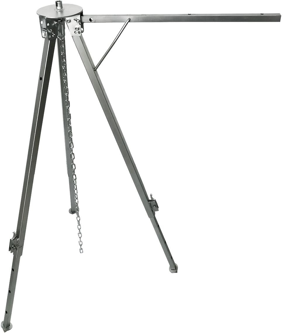 Mammoth trebent svinggrill høydejusterbar 153 cm montert i bruk