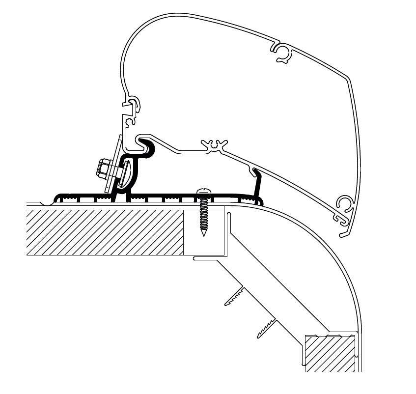 Markiseadapter for Autosleepers 2013 3,0 m - Thule sett forfra