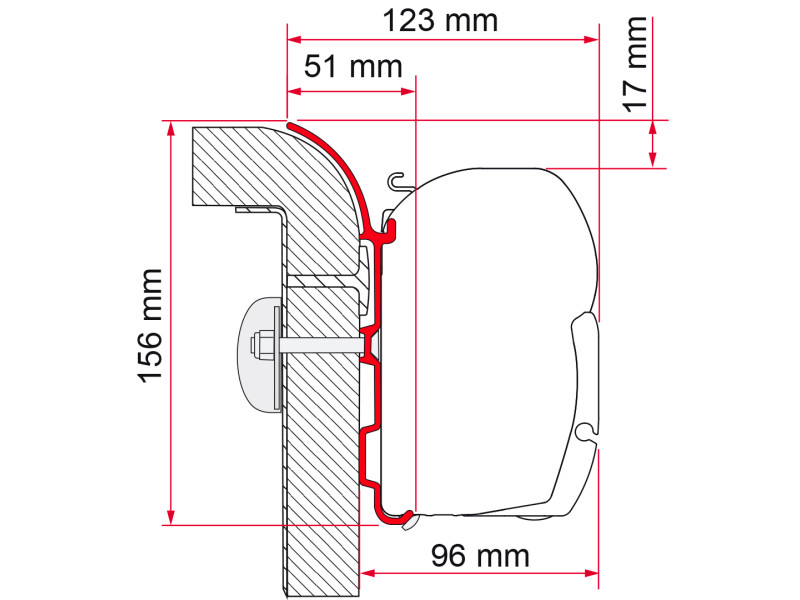 Markiseadapter Bürstner 400 for F45 veggmontert 450 cm fra Fiamma