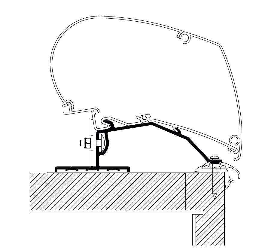 Markiseadapter Caravan 5,5 m for Omnistor 9200/6300/6200 - Thule montert på campingvogn