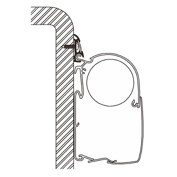 Markiseadapter Caravan Rail Luxe 6,0 m for Omnistor - Thule for veggmontering