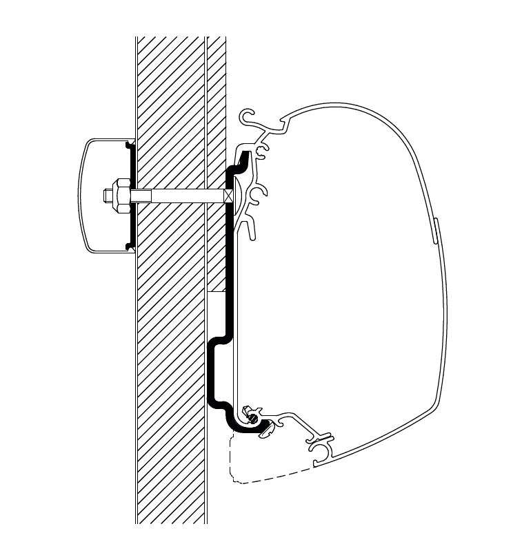 Markiseadapter for Challenger Eden og Chausson Allegro fra 2010 Thule montert på campingbil