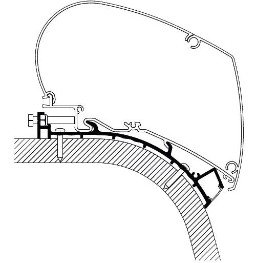 Markiseadapter Eriba Touring 820 5,0 m for Omnistor 9200 montert