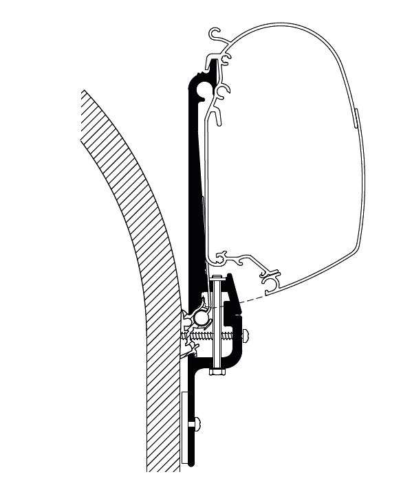 Markiseadapter for Eriba Touring fra 2007, Omnistor 5200 - Thule for veggmontering