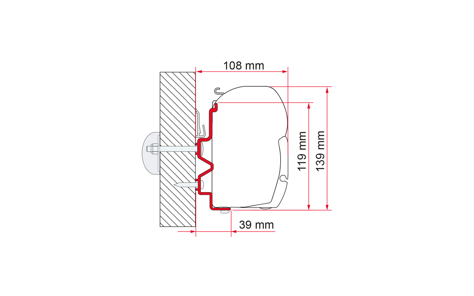 Detalj av Markiseadapter F45 for Rapido Serie 9dF-9M-10 450 cm
