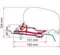 Markiseadapter F80/F65 for Ford Transit H3 L4 fra 2014 montert på varebil