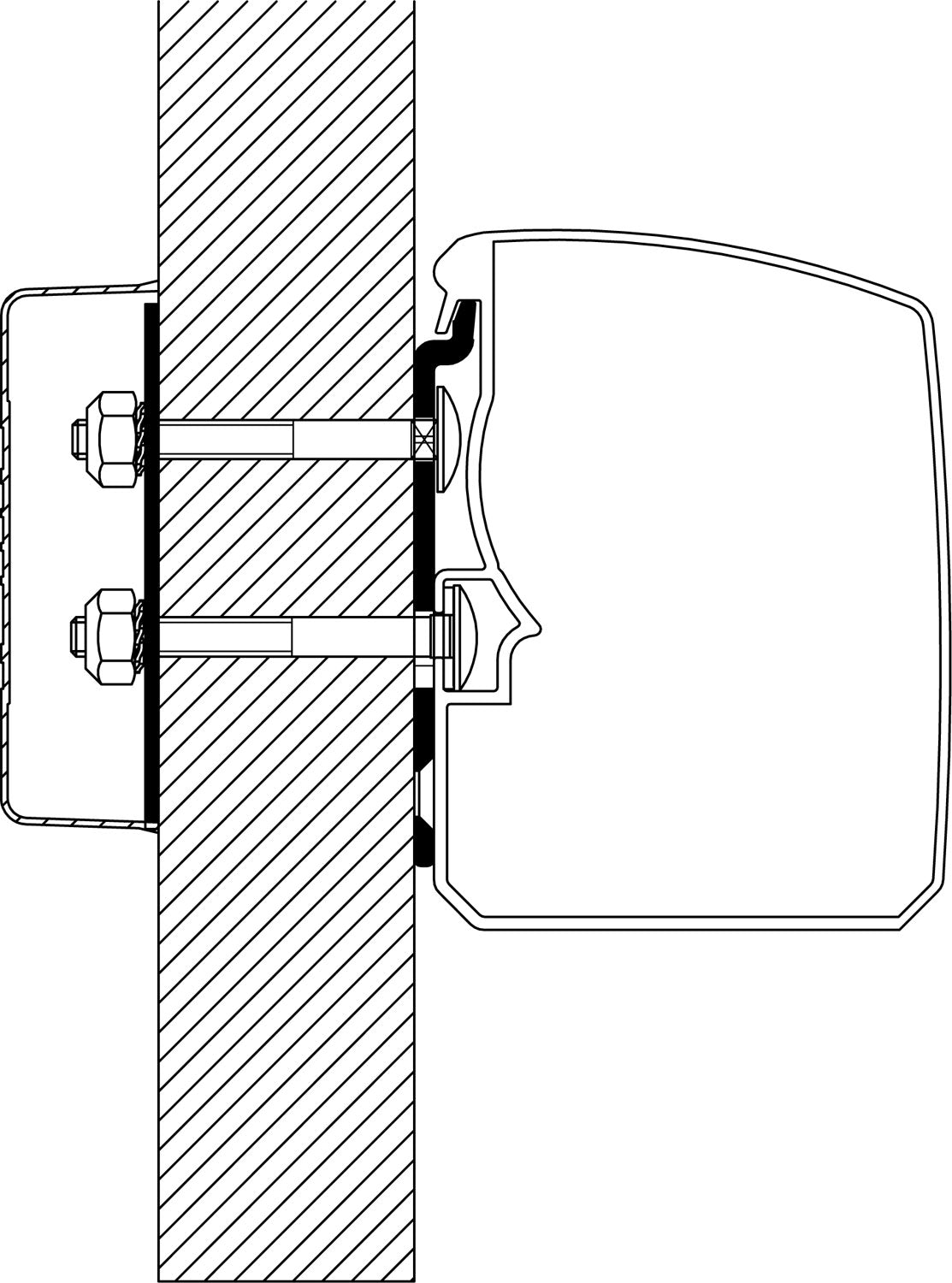 Markiseadapter Flat Wall for Omnistor 3200 montert på vegg