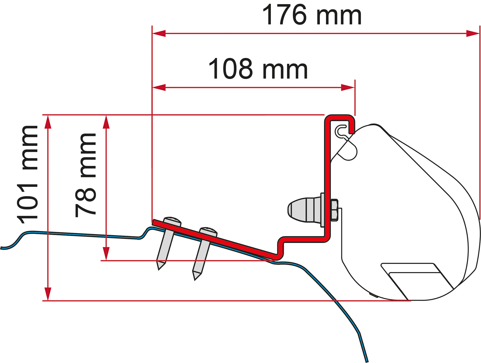 Markiseadapter Ford Custom Cap Coast/Capland/Caplife for F35 - Fiamma montert på bobil