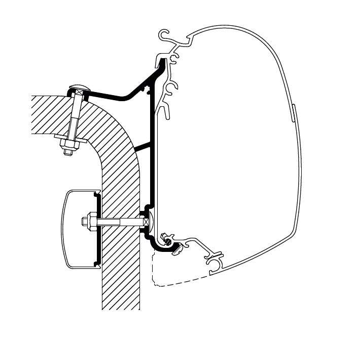 Markiseadapter Hymer B2 klasse for Serie 5 aluminium Thule forfra
