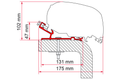 Markiseadapter Hymer for F80/F65 markise 290 cm montert på campingvogn